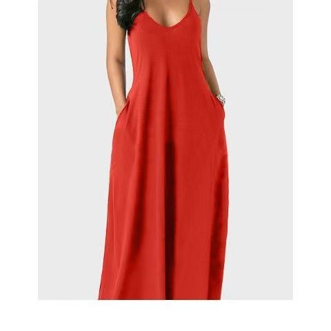 Wolddress Womens 2025 Casual Sleeveless Sundress Plus Size Loose Plain Long Summer Beach Maxi Dress with Pockets S-5X blue S