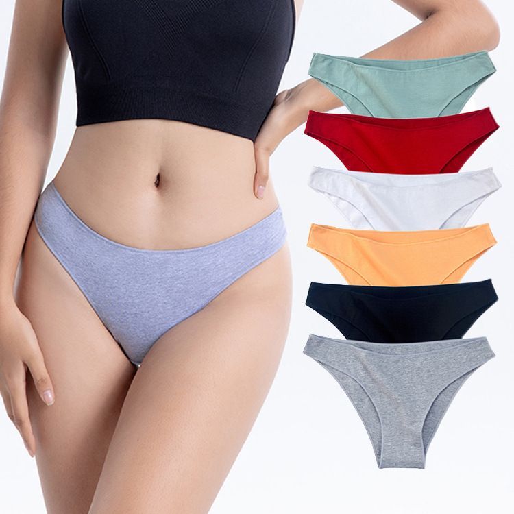 3PC Cross border women's sexy half bag hip low waist oversized underwear made of pure cotton for women's foreign trade women panties black