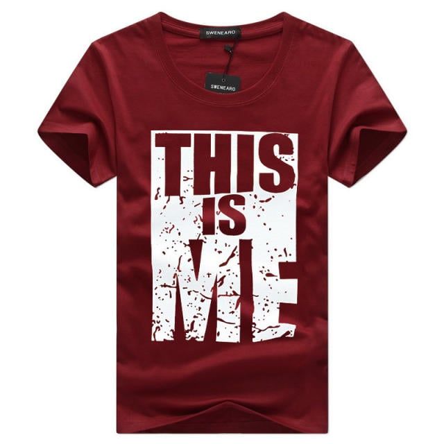 Plus size Men's casual wild short-sleeved Slim round neck youth fashion printed shirt cotton High quality super comfort White XL