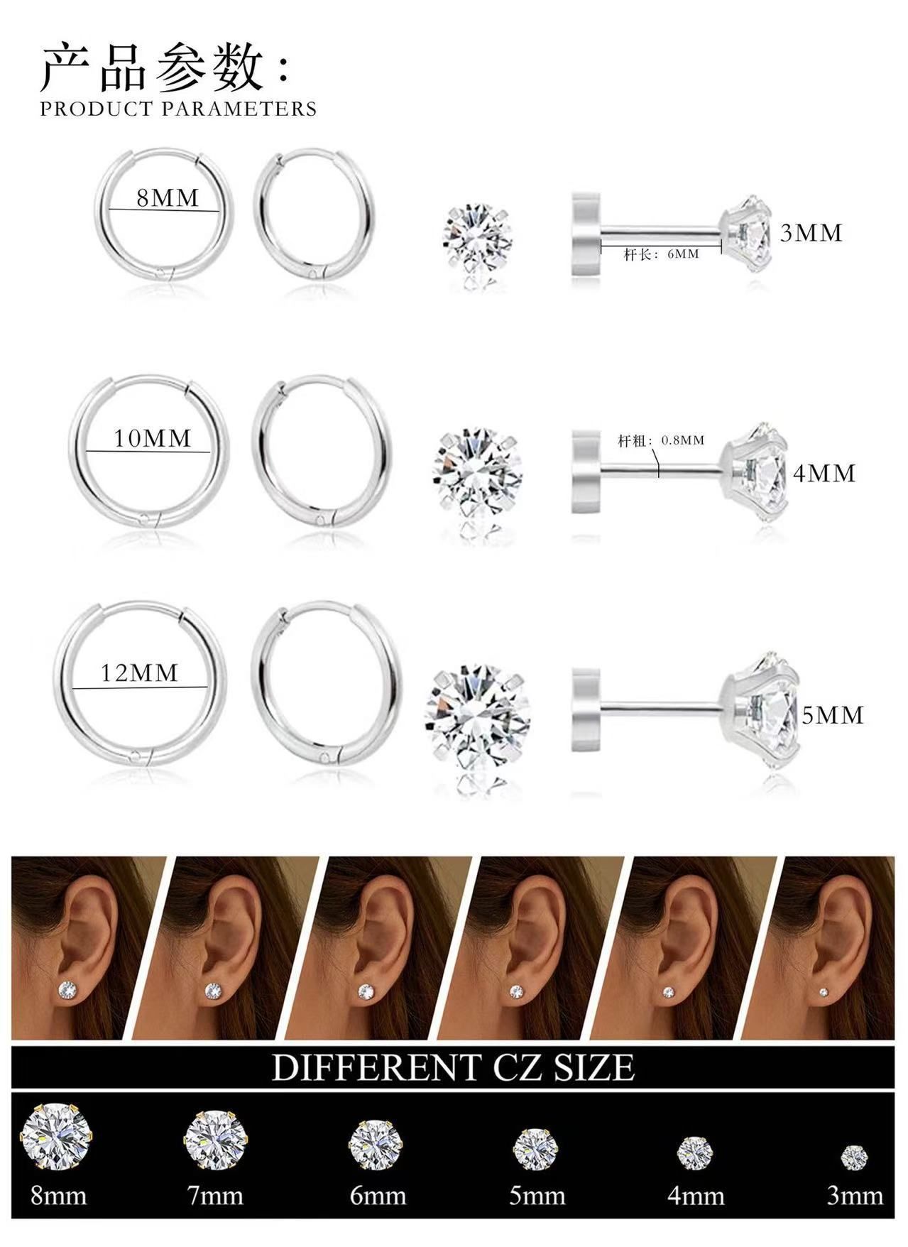 Hypoallergenic Surgical Steel Earrings for Sensitive Ears 14K Gold Flat Back Earrings for Women Men Small Stainless Steel Earrings Flatback Stud Hoop Cartilage Earring Set for Multiple Piercing Gold a