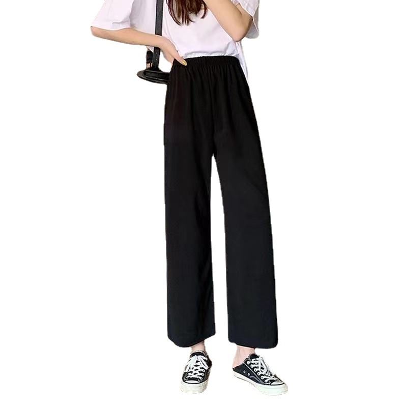 Wide leg pants for female students, Korean version, loose and versatile, spring and summer high waist slimming straight leg pants, women's trendy, slightly elastic and comfortable