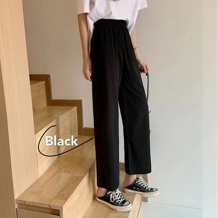 Wide leg pants for female students, Korean version, loose and versatile, spring and summer high waist slimming straight leg pants, women's trendy, slightly elastic and comfortable