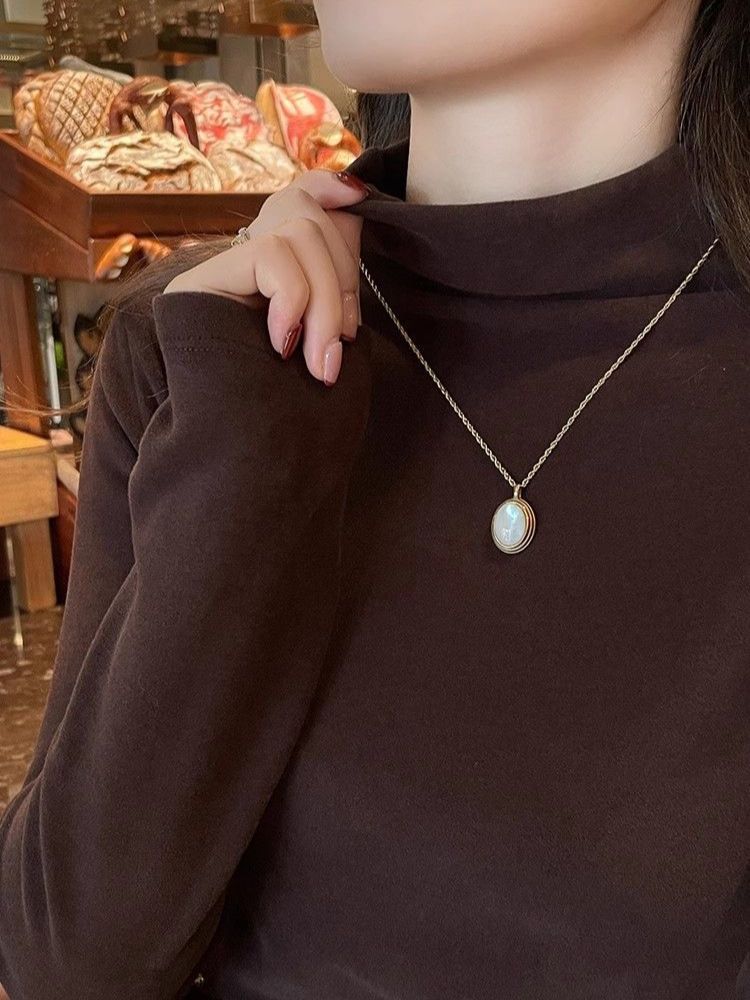 German velvet base shirt, women's inner layer, thickened autumn and winter warmth, 2024 new multi-color half high neck long sleeved slim fit top