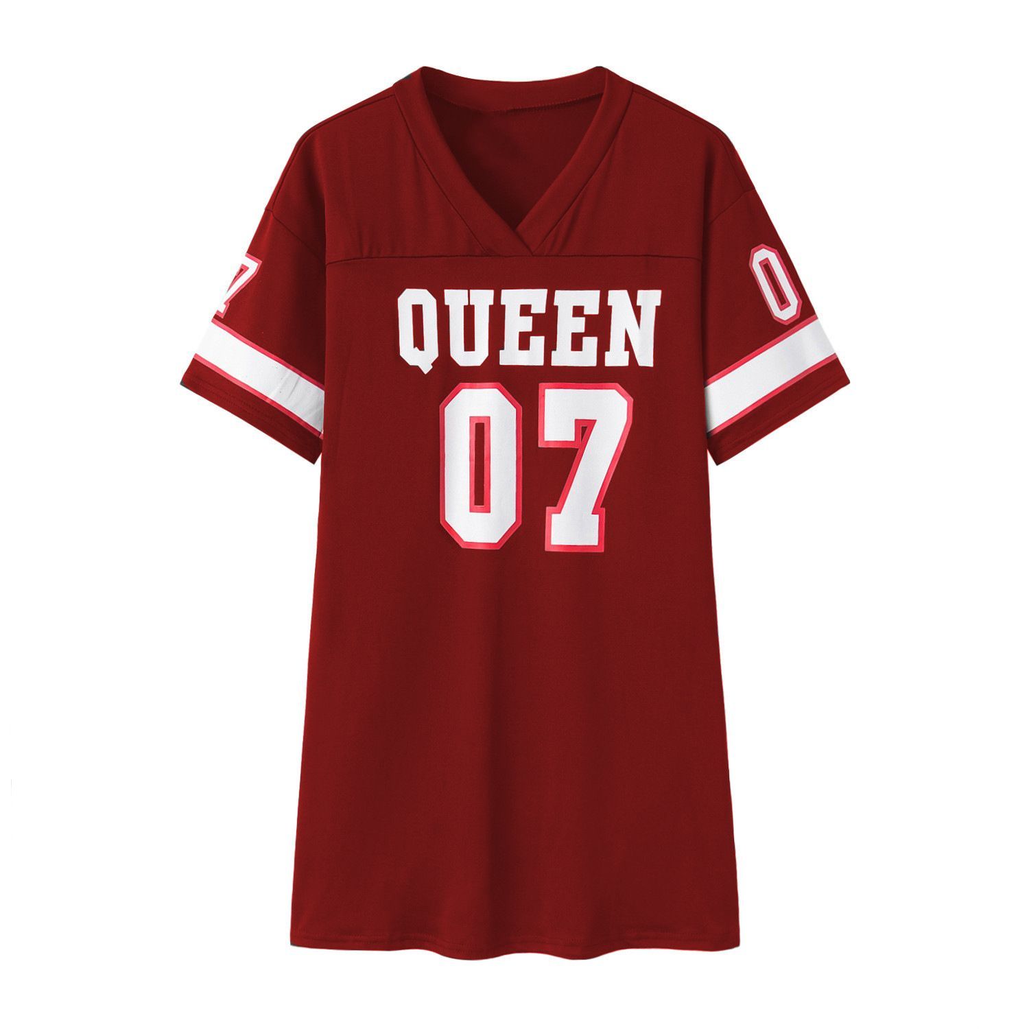 Cross border new European and American women's dress casual hip-hop 07 letter print spring/summer short sleeved T-shirt dress for women