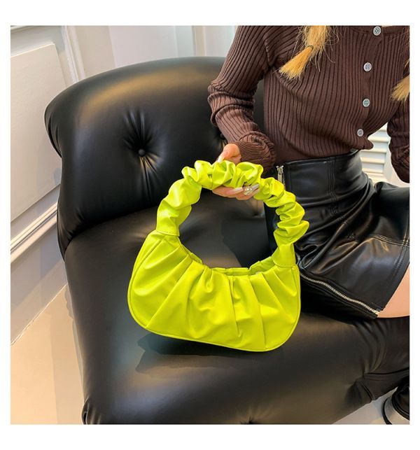 Women Bags Ladies Folds Design Small PU Leather Shoulder Bags Women Dumplings Handbags Travel Totes Fashion Clutch Bag Khaki one