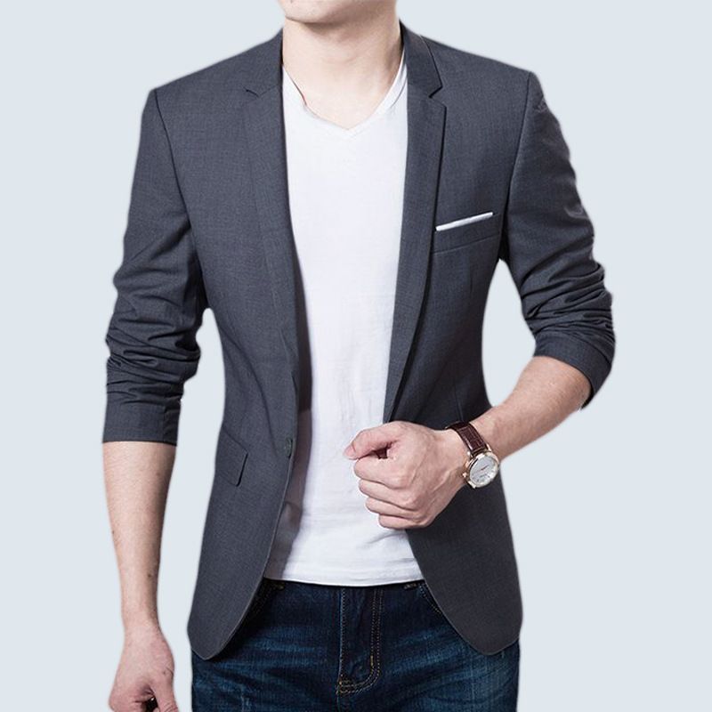 Spring and autumn suit male best man small suit men's group suit male trim upper class men's blazer male Korean version Black S