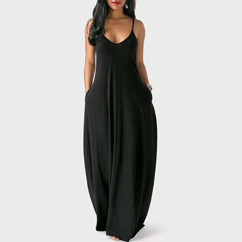 Wolddress Womens 2025 Casual Sleeveless Sundress Plus Size Loose Plain Long Summer Beach Maxi Dress with Pockets S-5X blue S