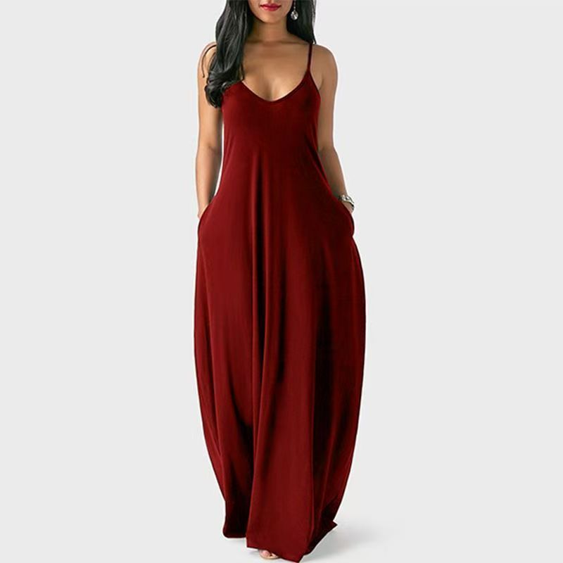 Wolddress Womens 2025 Casual Sleeveless Sundress Plus Size Loose Plain Long Summer Beach Maxi Dress with Pockets S-5X blue S