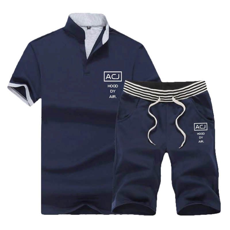 Men clothes 2 pack new short-sleeve T-shirts & Polos sports suit tied version of the trend of casual White M