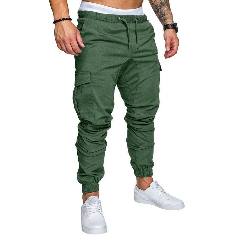 Men Pants Thin Fashion Casual Jogger Pants 2020 Streetwear Cargo Pants Men's Multi-pockets Trousers Fitness Gyms Sweatpants Mens Light Blue M