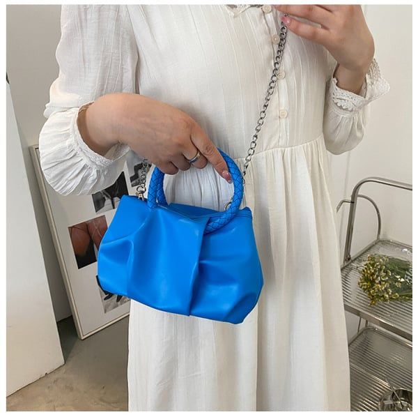 Summer Pleated Handlebags For Women PU Cloud Bags Leisure Armpit Bag Shopping Shoulder Bags Dumpling Handbag Female White one