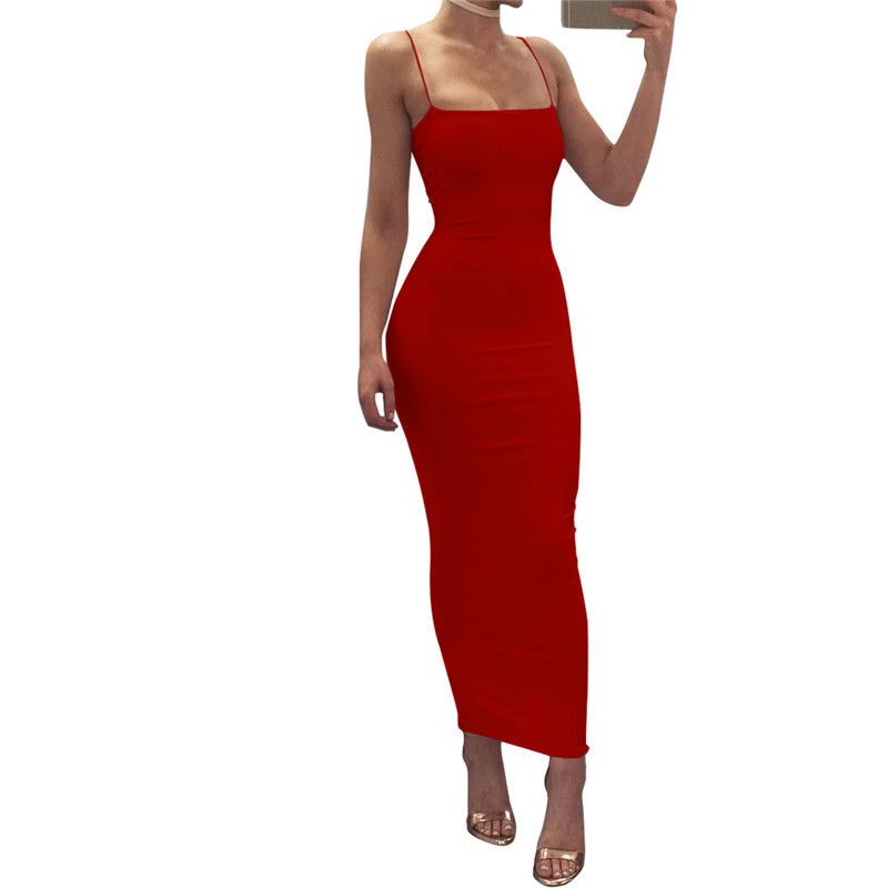 Spot European and American women's clothing ins sexy camisole temperament camisole long skirt backless slim fit dress women's summer wholesale