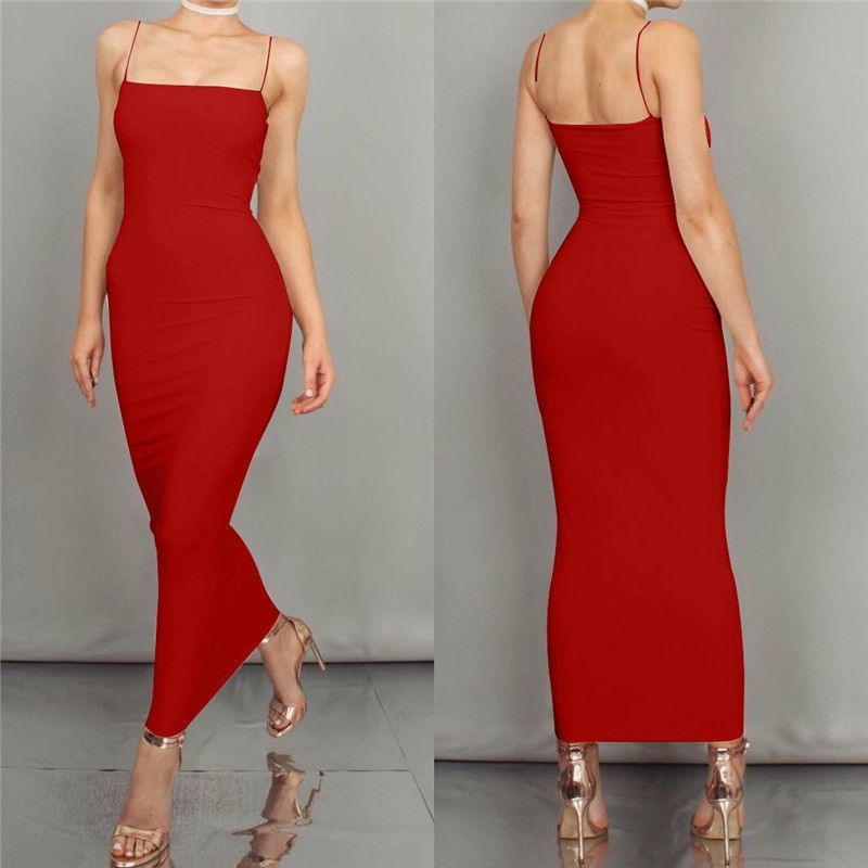 Spot European and American women's clothing ins sexy camisole temperament camisole long skirt backless slim fit dress women's summer wholesale