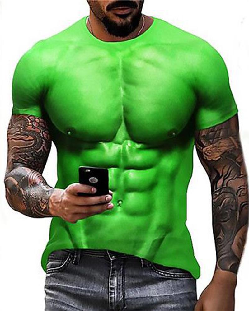 European and American cross-border men's T-shirt foreign trade exclusively for men's personalized 3D T-shirt digital printing round neck short sleeved manufacturer wholesale