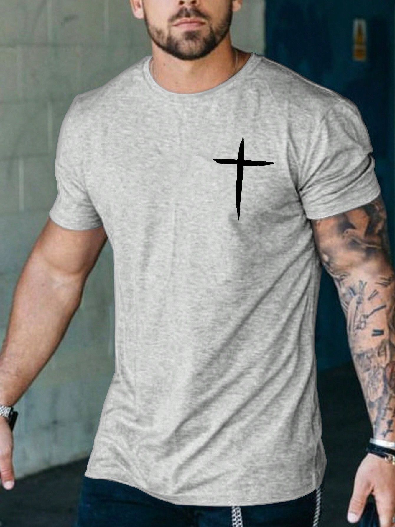 Men's casual short sleeved T-shirt loose round neck 3D digital printed rose minimalist pullover top cross-border summer