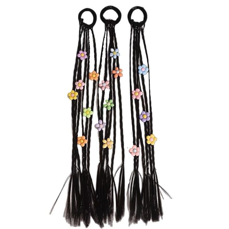 New Sweet Cool Boxing Braid Children's Wig Braid Hair Ring Little Girl High Ponytail Love Braided Hair Rope Hair Accessories