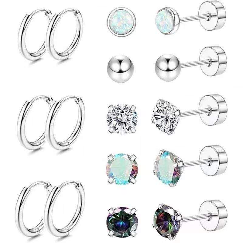 Hypoallergenic Surgical Steel Earrings for Sensitive Ears 14K Gold Flat Back Earrings for Women Men Small Stainless Steel Earrings Flatback Stud Hoop Cartilage Earring Set for Multiple Piercing Gold a