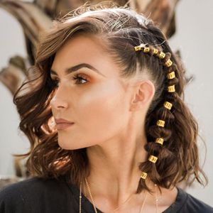 50 pieces of golden Dreadlock Locs hair accessories, suitable for women and girls' braid hair rings, adjustable cuff braided hair ring decoration gold as picture