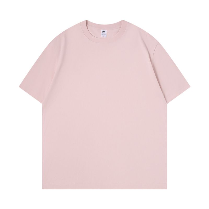 Men's 230g cotton knitted short sleeve summer fashion brand clothing base shirt, white t-shirt, men's couple, body shirt 01 S