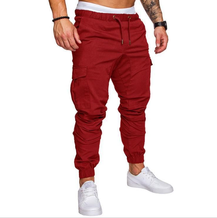 Men Pants Thin Fashion Casual Jogger Pants 2020 Streetwear Cargo Pants Men's Multi-pockets Trousers Fitness Gyms Sweatpants Mens Light Blue M