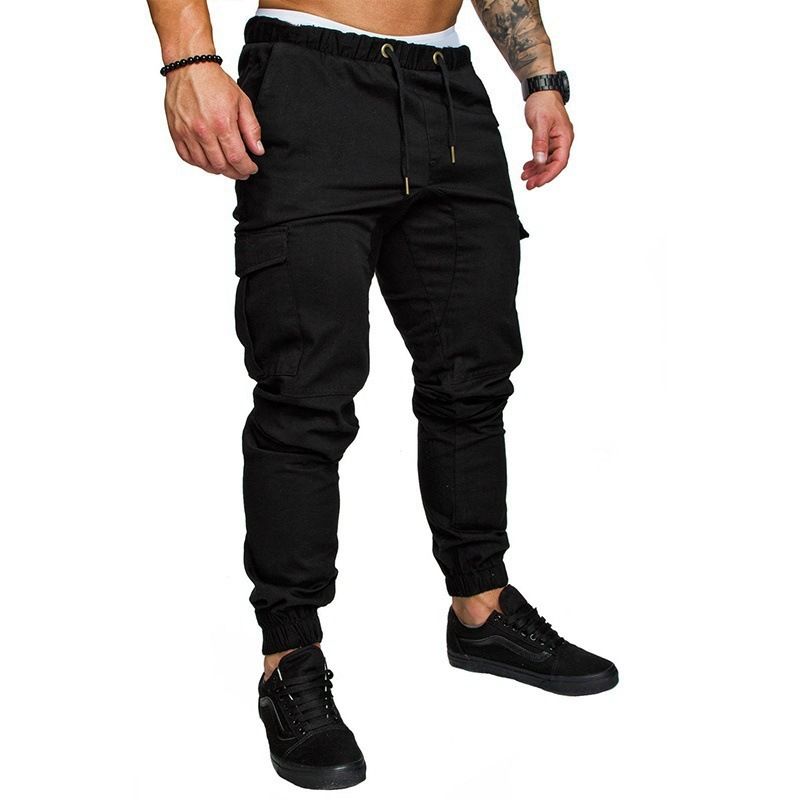 Men Pants Thin Fashion Casual Jogger Pants 2020 Streetwear Cargo Pants Men's Multi-pockets Trousers Fitness Gyms Sweatpants Mens Light Blue M