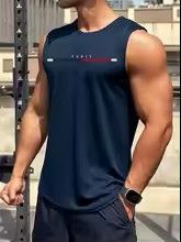 Summer New Trend Men's Pull-Over Crew Neck Vest Mesh Fitness Breathable Vest Blazer Men's Quick Drying Sweat Absorption T-Shirt White S