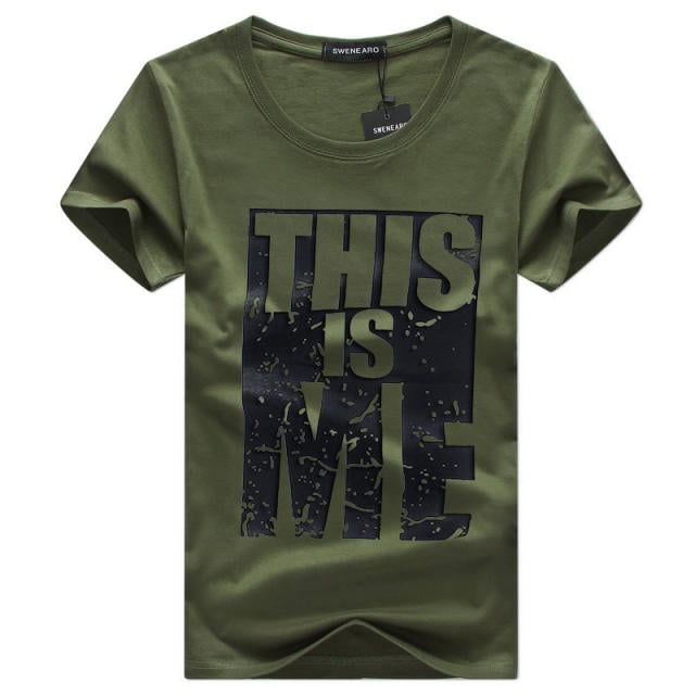 Plus size Men's casual wild short-sleeved Slim round neck youth fashion printed shirt cotton High quality super comfort White XL