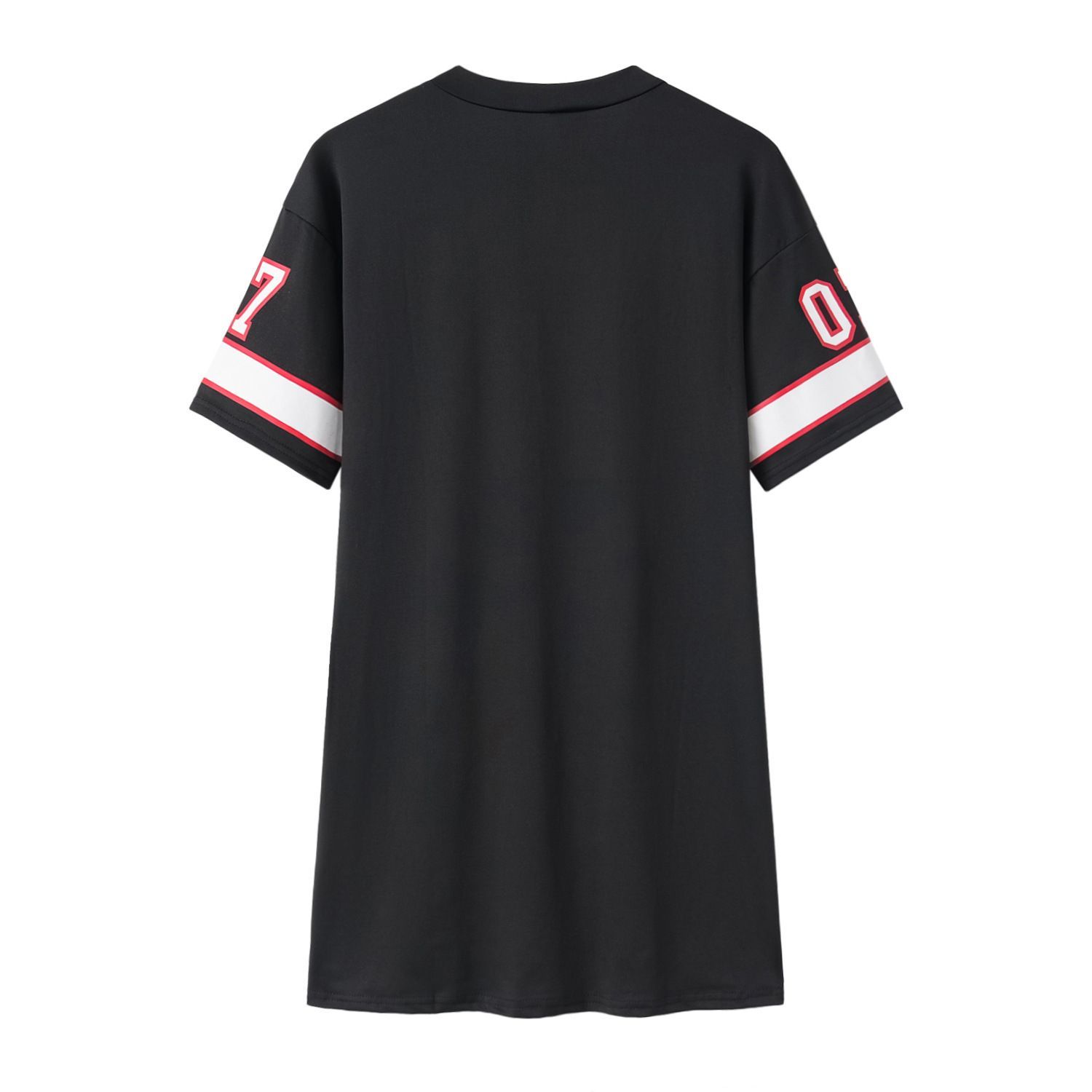 Cross border new European and American women's dress casual hip-hop 07 letter print spring/summer short sleeved T-shirt dress for women