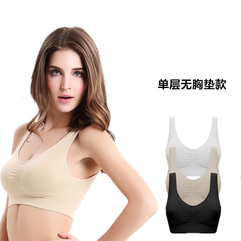 Cross border bra without chest cushion, single-layer vest, plus size yoga, fitness, sports bra, women's sleep comfort, sports bra