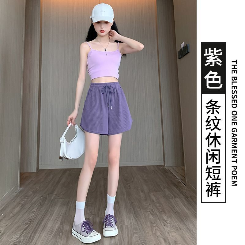 Cool sports shorts for women in summer, thin, high, oversized casual wide leg pants, loose and slimming A-line hot pants for spicy girls