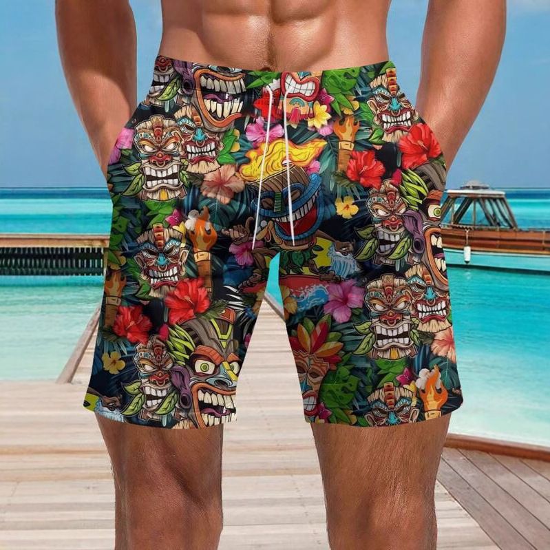 AliExpress Amazon Cross border Trade 2025 New Casual Versatile High Quality Printed Men's Casual Shorts