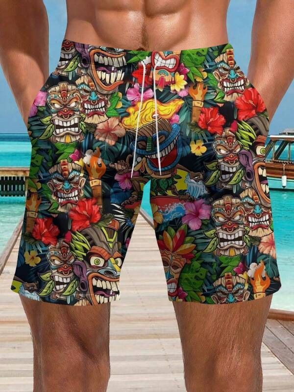 AliExpress Amazon Cross border Trade 2025 New Casual Versatile High Quality Printed Men's Casual Shorts