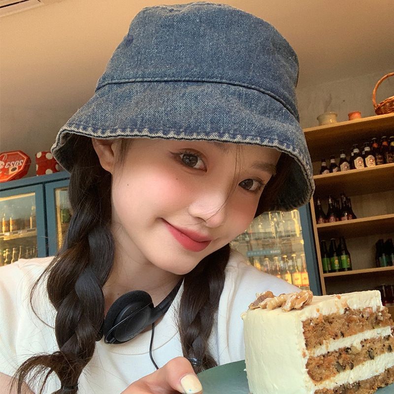 2*Sets Vintage denim fisherman hat, spring and summer thin sunscreen basin hat, casual versatile bucket hat, women's fisherman hat, ins trend