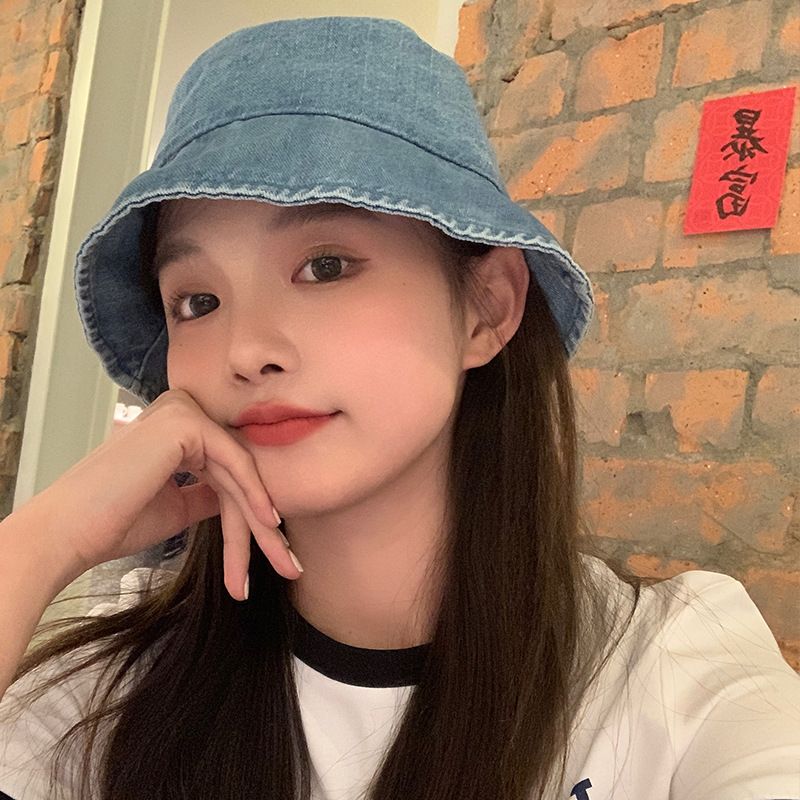 2*Sets Vintage denim fisherman hat, spring and summer thin sunscreen basin hat, casual versatile bucket hat, women's fisherman hat, ins trend