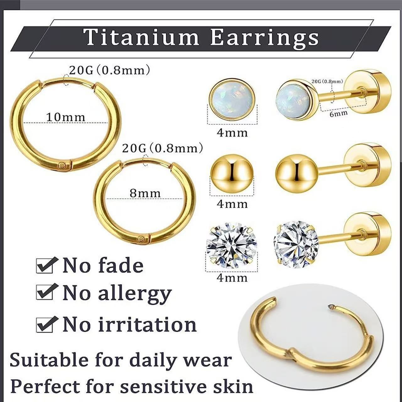 Hypoallergenic Surgical Steel Earrings for Sensitive Ears 14K Gold Flat Back Earrings for Women Men Small Stainless Steel Earrings Flatback Stud Hoop Cartilage Earring Set for Multiple Piercing Gold a