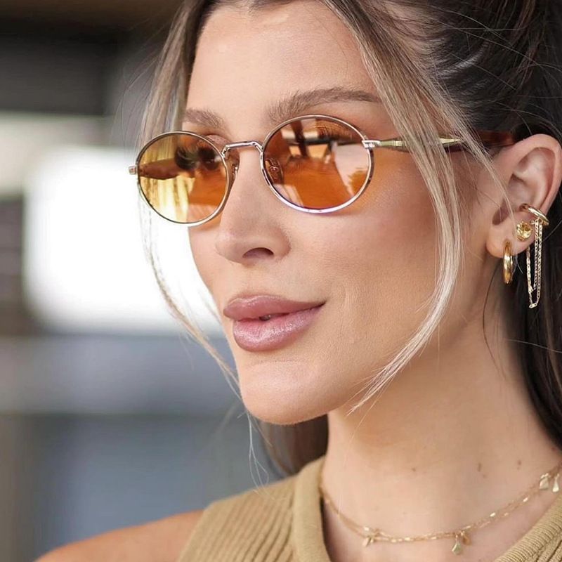 Elliptical small frame sunglasses for women, high-end brand, European and American personality, trendy, UV resistant sunglasses, cross-border glasses