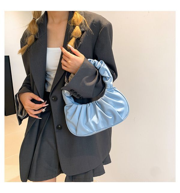 Women Bags Ladies Folds Design Small PU Leather Shoulder Bags Women Dumplings Handbags Travel Totes Fashion Clutch Bag Khaki one