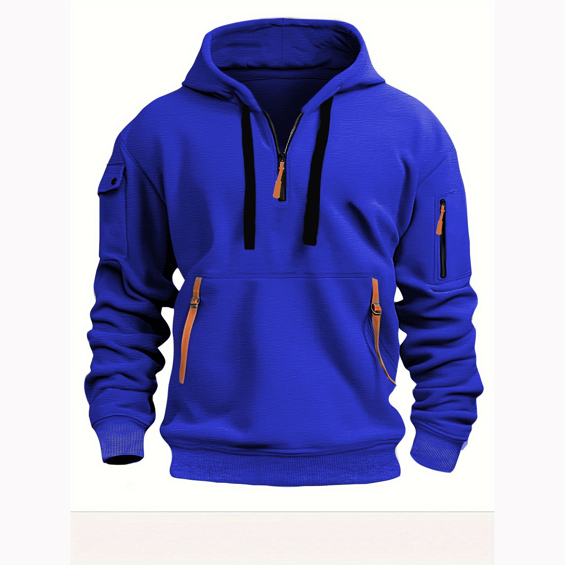 Leadshan County Cross Border Spring and Autumn Men's Sweatshirt Hoodie Zipper Multi-Pocket Pullover Men's Athleisure Sweatshirt blue S