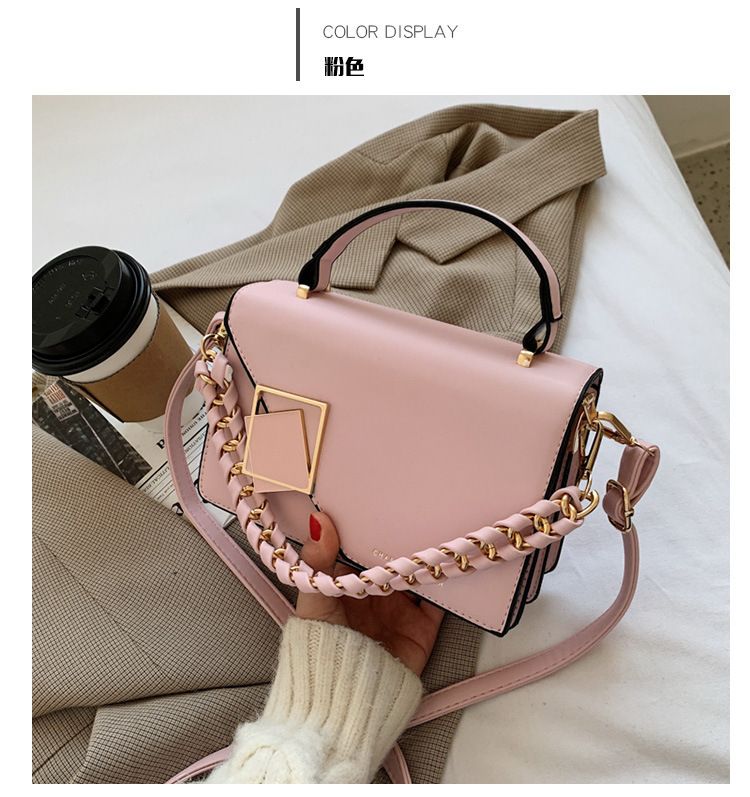 Cross-border foreign trade women's bag 2025 new chain single shoulder crossbody bag fashion hand bag wholesale small square Bags black one size