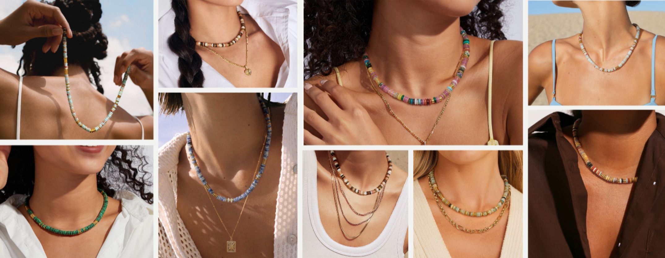 Boho Beaded Choker Necklace for Women, Gemstone Choker Natural Stone Freshwater Pearl Surfer Necklaces 18K Gold Plated Summer Beach Handmade Jewelry Rainbow One size