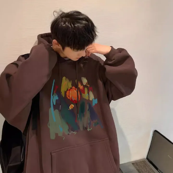 Fashionable versatile niche hoodie men's spring and autumn fashion brand high weight double-layer hooded sweatshirt oversized couple jacket