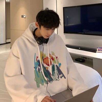 Fashionable versatile niche hoodie men's spring and autumn fashion brand high weight double-layer hooded sweatshirt oversized couple jacket