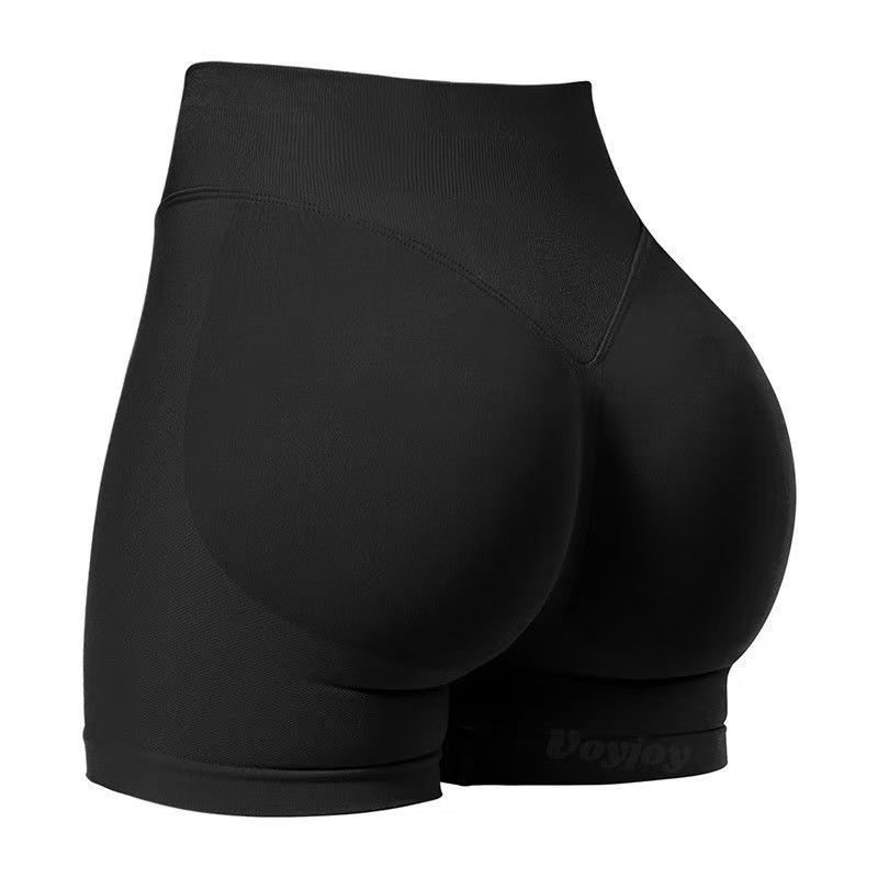 Women Workout Impact Shorts Butt Lifting Gym Seamless Booty Biker Shorts black L