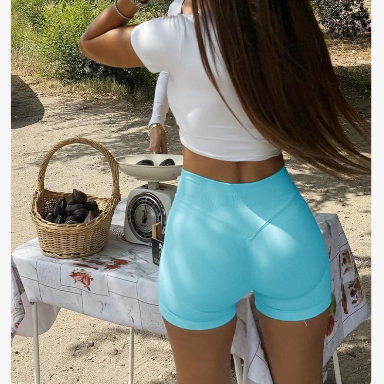 Women Workout Impact Shorts Butt Lifting Gym Seamless Booty Biker Shorts black L