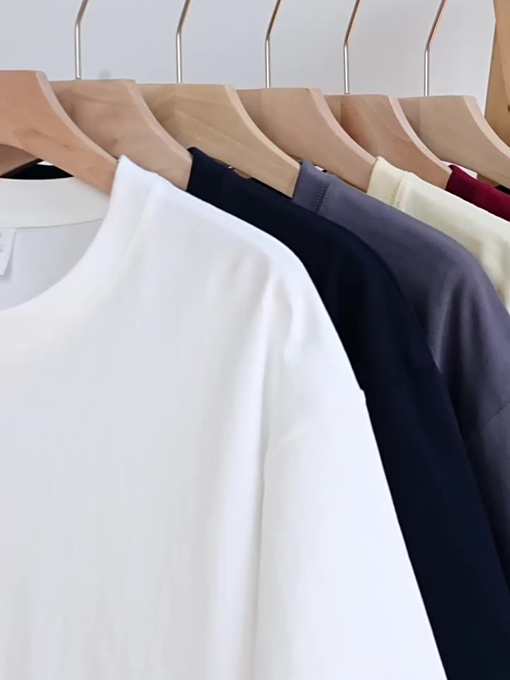 Heavy weight 240g pure cotton short sleeved T-shirt women's Korean version loose round neck top solid color half sleeved base shirt men's clothing Gray S