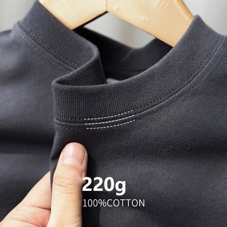 Heavy weight 240g pure cotton short sleeved T-shirt women's Korean version loose round neck top solid color half sleeved base shirt men's clothing Gray S