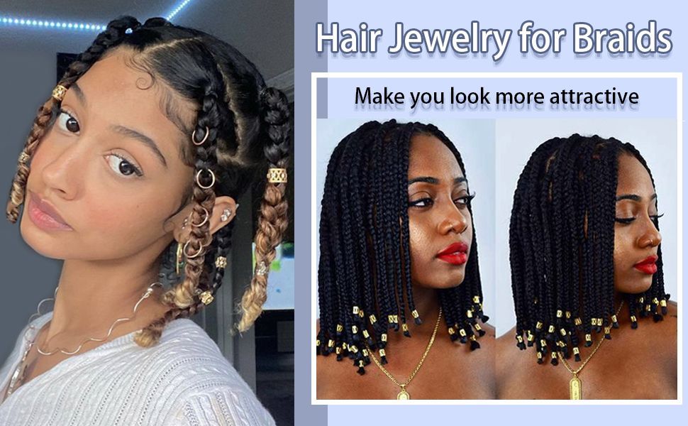 50 pieces of golden Dreadlock Locs hair accessories, suitable for women and girls' braid hair rings, adjustable cuff braided hair ring decoration gold as picture