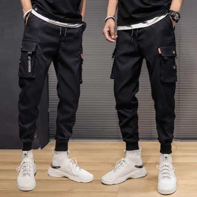 "DUMA" Overalls Men Loose Beam foot casual pants student Harem pants Sweatpants Black M