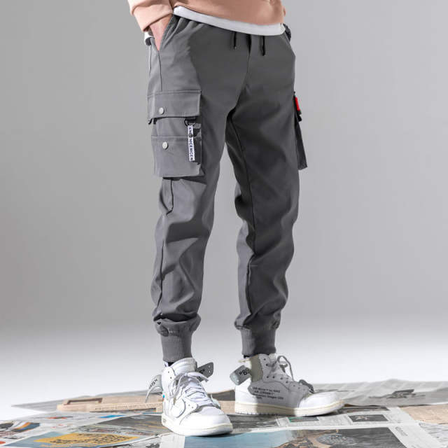 "DUMA" Overalls Men Loose Beam foot casual pants student Harem pants Sweatpants Black M