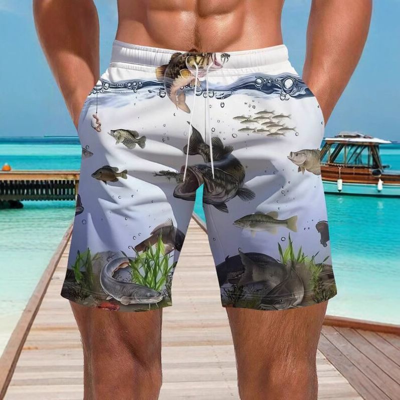 AliExpress Amazon Cross border Trade 2025 New Casual Versatile High Quality Printed Men's Casual Shorts